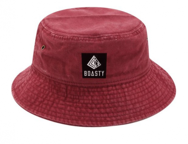red bucket hat
