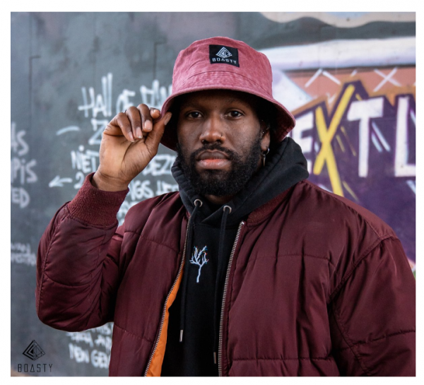 red bucket hat